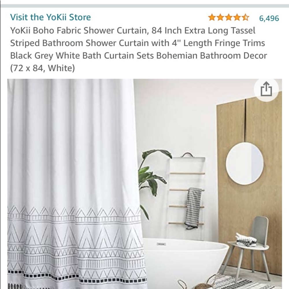 Boho style shower curtain (have two sets of curtain with hooks.